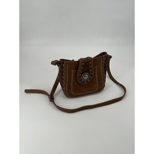 Trinity Ranch Leather Crossbody Purse Brown